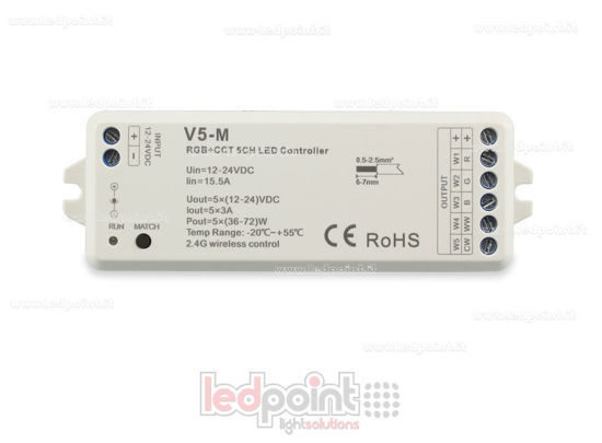 Image de Variateur RGB+CCT 12/24V, 5ch*3A, RF 2.4G