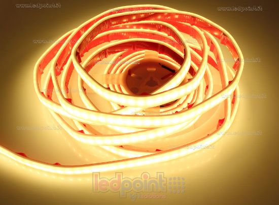 Image de Ruban led 5m led blanc 4000K 2835 Honglitronic 120 led/m 24V 14,4W/m, IP67 silicone solide blanche
