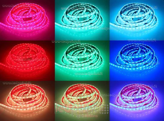 Image de Ruban led RGB 5050 Honglitronic 5m 60leds/m 24V 14,4W/m, IP67 silicone solide transparent