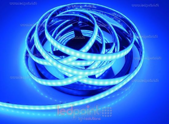 Image de Ruban led 5m bleu 2835 120 led/m Honglitronic 24V 13,3W/m, IP67 silicone solide bleu
