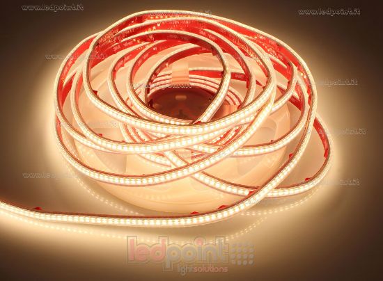 Image de Ruban led blanc chaud 5m 3000K 3step 240leds/m Honglitronic 2835 24V 9,6W/m, PCB 6mm, IP65 tube en silicone extrudé, bords pleins et vide à l'interieur