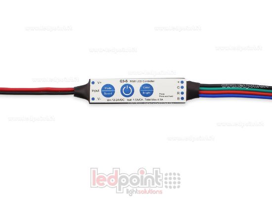 Image de Récepteur variateur mini RGB 12/24V, 3ch 1.5A/CH 3 touches pas RF