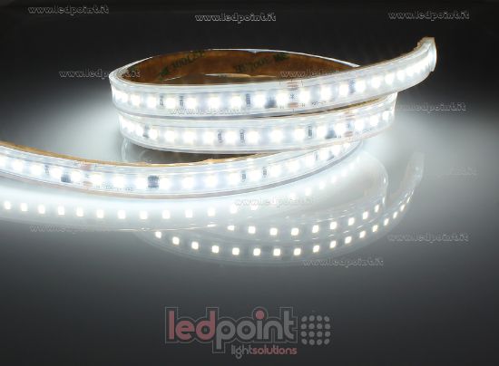 Image de Ruban led 25m led blanc 4000K 2835 130 led/m 230V 17W/m, IP65 tube en silicone extrudé, bords pleins et vide à l'interieur