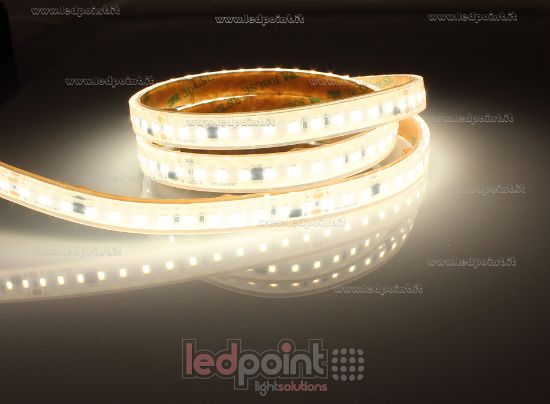 Image de Ruban led 25m led blanc chaud 3000K 2835 130led/m  230V 17W/m, IP67 silicone solide transparent
