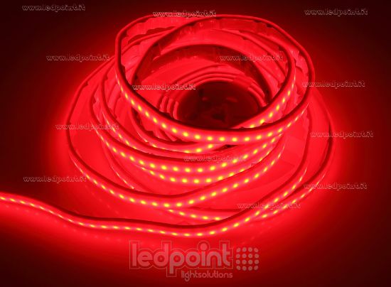 Image de Ruban led 5m rouge 2835 120led/m Honglitronic 24V 13,3W/m, IP67 silicone solide rouge