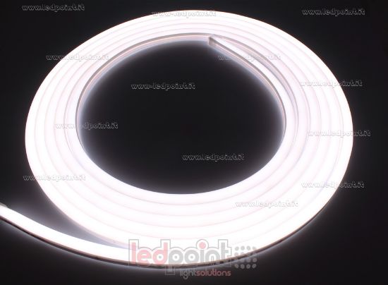 Image de Led Neon Flex en polyuréthane 10mm vue latérale blanc 4000K 2835 CRI Ra>90 24V 9,6W 160led/m IP67 5m
