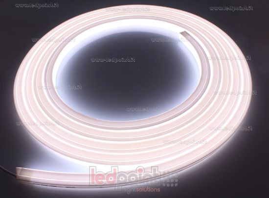 Image de Led Neon Flex en polyuréthane 16x15mm vue de dessus blanc 4000K 2835 24V 13,3W 160led/m IP67 5m