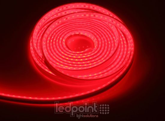 Image de Ruban led 5m rouge 2835 120 led/m 24V 13,3W/m, IP67 silicone solide transparent