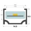 Image de Profilé en aluminium 15x10mm pour rubans led avec silicone, 3 mètres