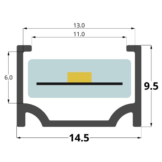 Image de Profilé en aluminium 15x10mm pour rubans led avec silicone, 3 mètres