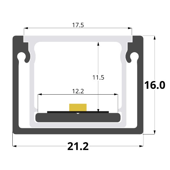 Image de Profilé en aluminium imperméable 21x16mm, 3 mètres