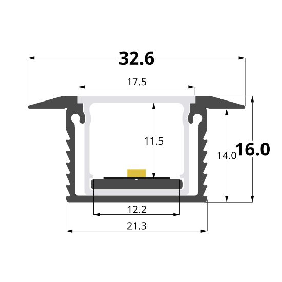 Image de Profilé en aluminium encastré imperméable 32x16mm 3 mètres