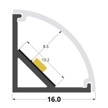 Agrandir l'image de Profilé en aluminium angulaire, 16mm de haut, 2 mètres Image de Profilé en aluminium angulaire, 16mm de haut, 2 mètres