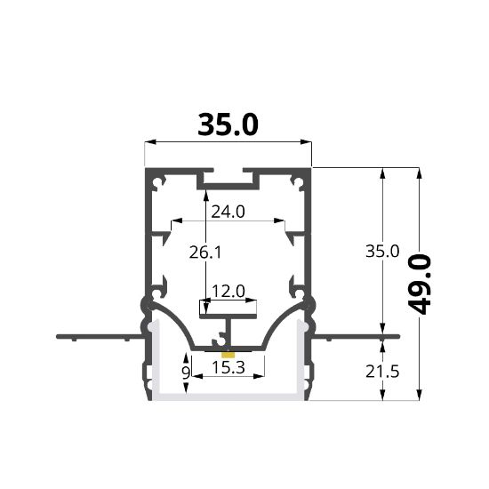 Image de Perfil d'aluminium peint  blanc pour placoplâtre 35x49mm, 3 mètres
