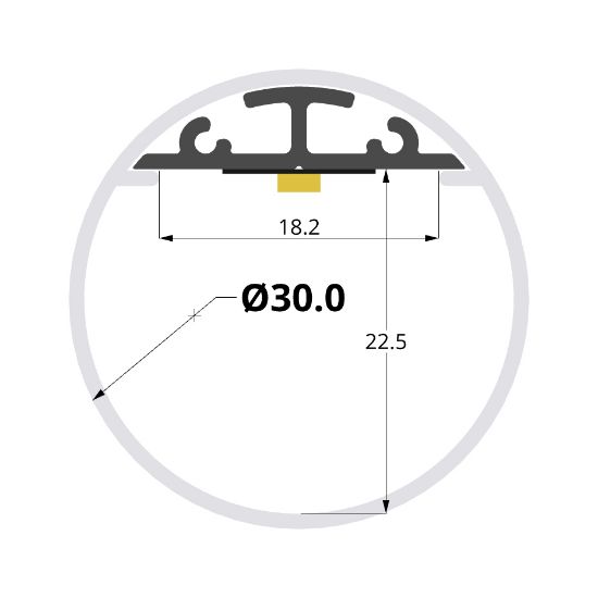 Image de Profilé en aluminium rond, diamètre 30mm, 2 mètres