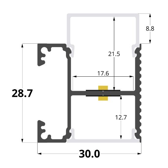 Image de Profilé en aluminium pour installation murale 30x29mm, 2 mètres