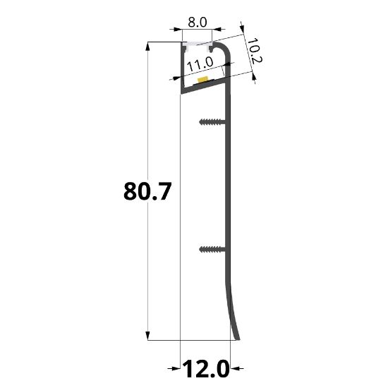 Image de Profilé en aluminium pour plinthe 14x80mm, 2 mètres