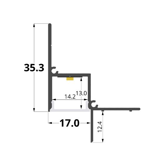 Image de Profilé angulaire en aluminium pour placoplâtre 16x12mm, 3 mètres