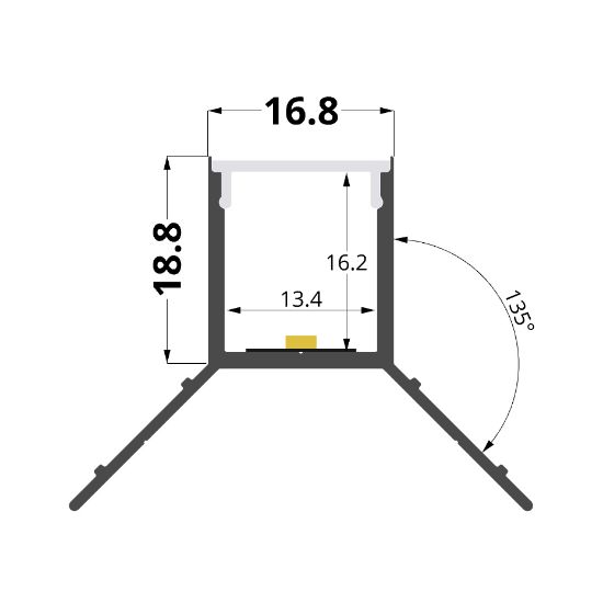 Image de Profilé en aluminium pour placoplâtre 42x32mm, 3 mètres