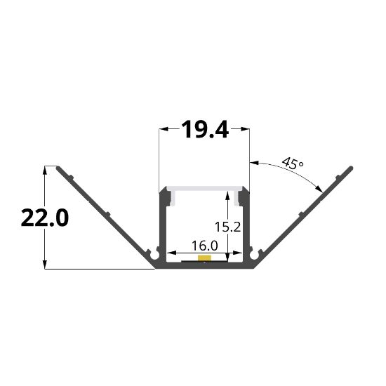 Image de Profilé angulaire en aluminium pour placoplâtre 64x22mm, 2 mètres