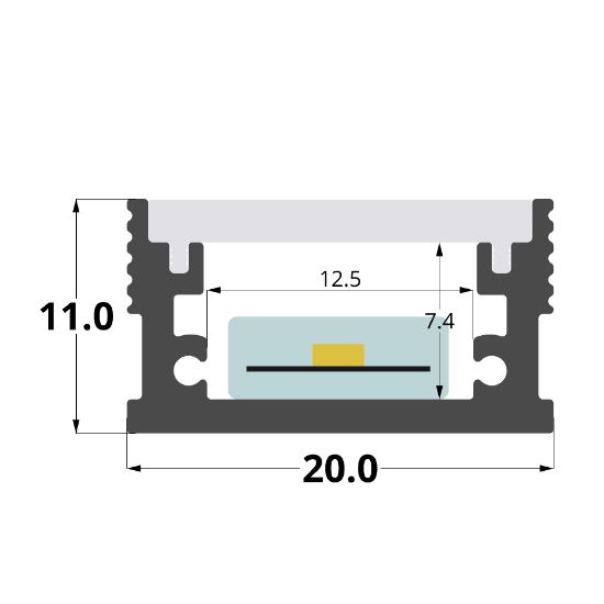 Image de Profilé encastrable praticable pour plancher 20x11mm, 2 mètres