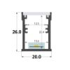 Image de Profilé encastrable praticable pour plancher 20x26mm, 2 mètres