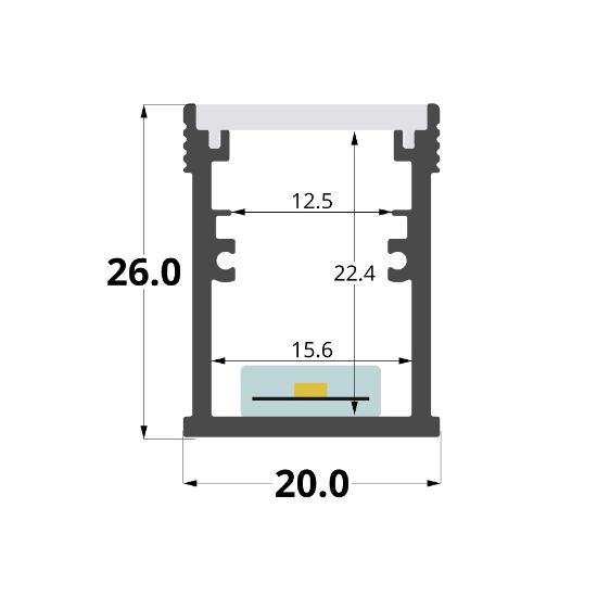 Image de Profilé encastrable praticable pour plancher 20x26mm, 2 mètres