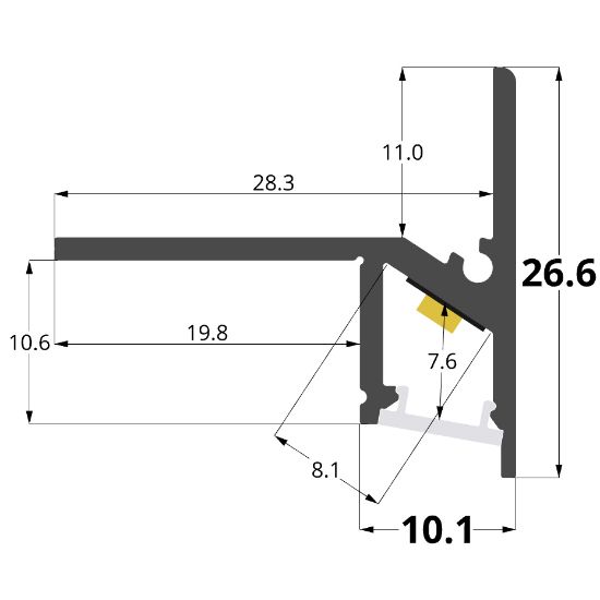 Image de Profilé en aluminium pour les marches oxydé noir 30x27mm, 2 mètres