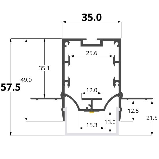 Image de Profilé en aluminium pour placoplâtre 35x49mm, 3 mètres