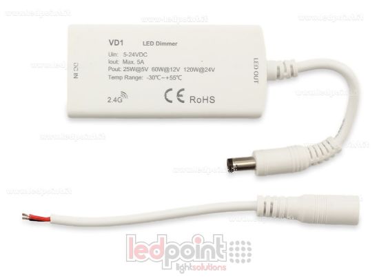 Image de Récepteur variateur monochrome avec 3 boutons 5/24V, 1ch*5A, RF 2.4G