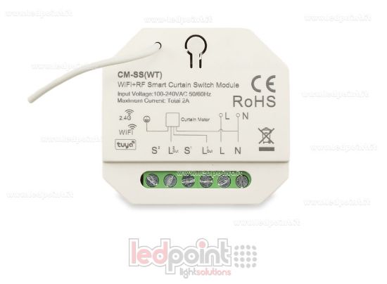 Image de Interrupteur de rideau intelligent, 1CH*2A, 100-240VAC WiFi+RF 2.4GHz pour rail DIN
