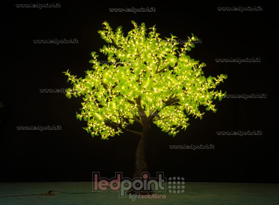 Image de Peuplier de 2,8m de haut 1632led avec feuilles vertes et lumière blanche chaude, 98W avec câbles cachés