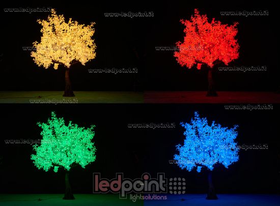 Image de Ginkgo biloba de 2,8m de haut 1632led feuilles blanches RGB avec télécommande 98W avec câbles cachés