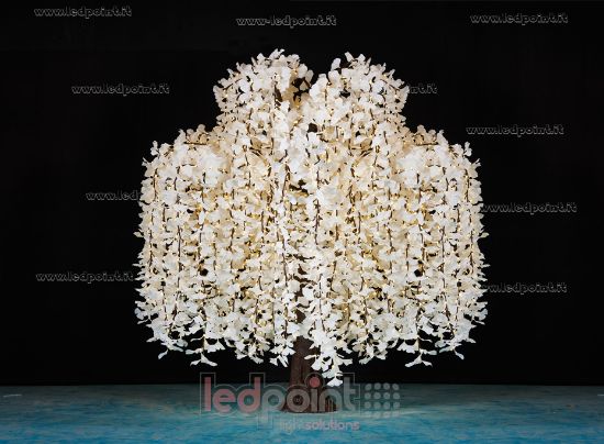 Image de Ginkgo biloba 2,8m de haut 3072led avec feuilles blanches, blanc chaud 188W avec câbles cachés