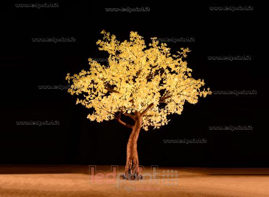 Image de Érable de 2,8m de haut 1632led  feuilles blanches et lumière blanche chaude 98W avec câbles cachés
