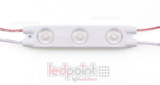 Image de Module 3 led 2835, 1,2W 12V, blanc froid 6000-7000K, IP65 avec lentille 165°
