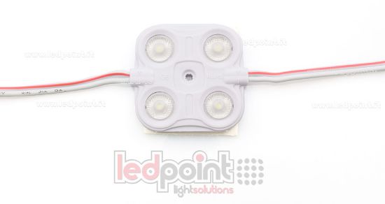Image de Module 4 led 2835, 1,5W 12V, blanc froid 6000-7000K, IP65 avec lentille 165°
