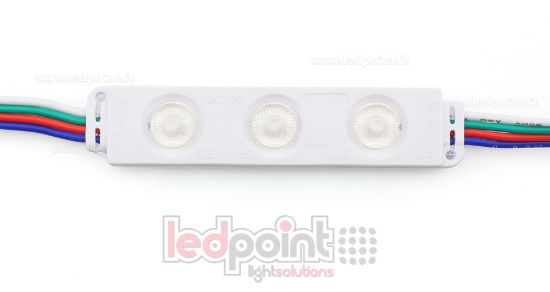 Image de Module 3 led RGB 3528 12V 0,72W IP65 avec lentille 165°