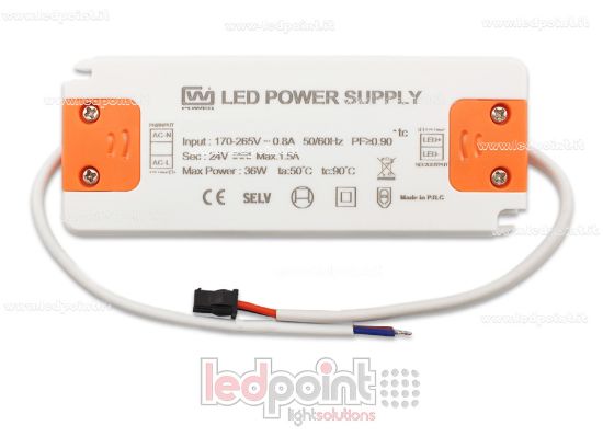 Image de Transformateur ultra thin 36W 24V avec câbles