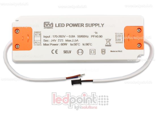 Image de Transformateur ultra thin 60W 24V avec câbles