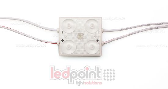 Image de Module 4 led 2835, 1,44W 24V, blanc chaud 3000K, IP65 avec lentille 175°