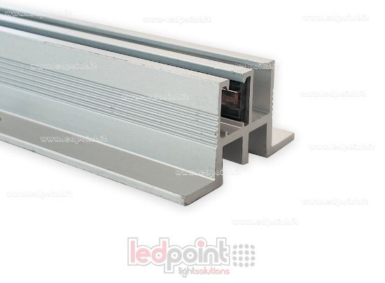 Image de Rail électrifié pour meubles avec deux supports, argenté, 2,4 m de long et 1 m de câble