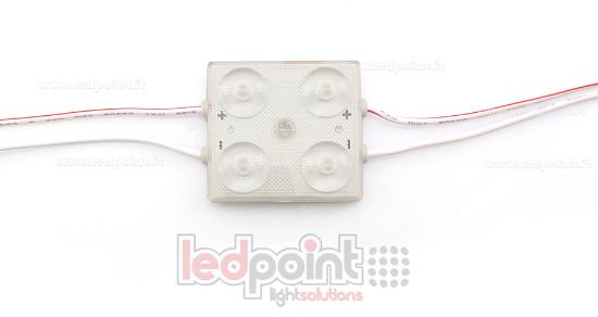 Image de Module 4 led 2835, 1,44W 24V, blanc froid 6000-6500K, IP65 avec lentille 175°