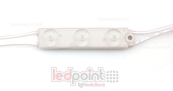 Image de Module 3 led 2835, 1,08W 24V, blanc chaud 3000K, IP65 avec lentille 175°