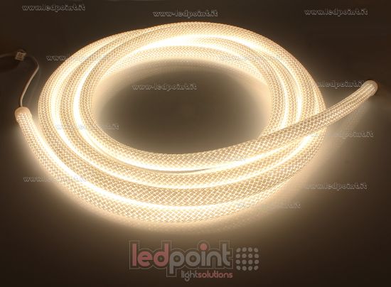 Image de LED Neon Flex effet corde 15mm rond blanc chaud 2835 24V 20W 240led/m IP20 5m