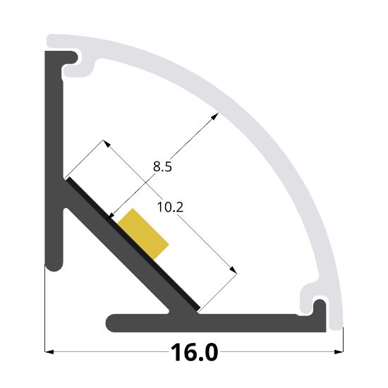 Image de Profilé aluminium angulaire 16mm avec rainure postérieure