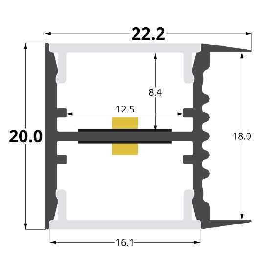 Image de Profilé aluminium double émission pour étagère de 18mm