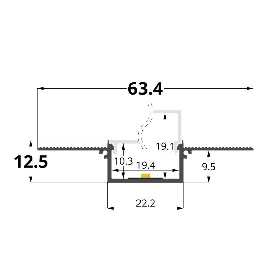 Image de Perfil d'aluminium peint blanc pour placoplâtre 62x12mm