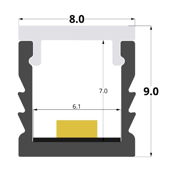 Image de Profilé en aluminium encastrable 8x9mm