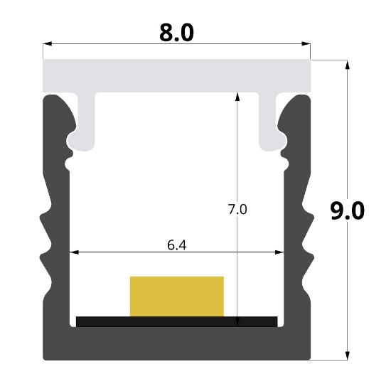 Image de Profilé en aluminium encastrable 8x9mm, 3 mètres